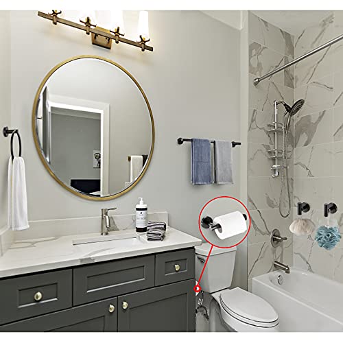 5 Pieces Matte Black Bathroom Hardware Accessories Set Hand Towel Ring 16 inch Towel Bar Toilet Paper Holder Towel Hooks 2 Pieces Round SUS 304 Stainless Steel Heavy Duty Wall Mounted Bathroom Holder - color: Matte Black, size: 5 piece 16"