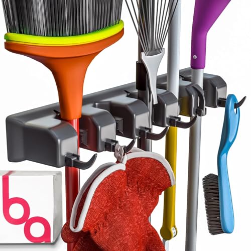 Broom Holder Wall Mount, Broom and Mop Organizer Wall Hanging Rack & Hanger - color: Black, size: 1 Pack