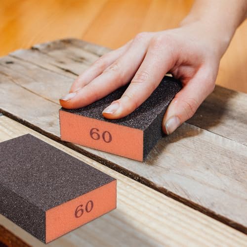 Romeda 8-Pack Sandpaper Block, 60 Grits Washable and Reusable Handmade Sanding Sponge, Drywall Sandpaper Blocks for Wooden Drywall Sheetrock and Metal Glazing - color: 60 Grits, size: 8-Pack