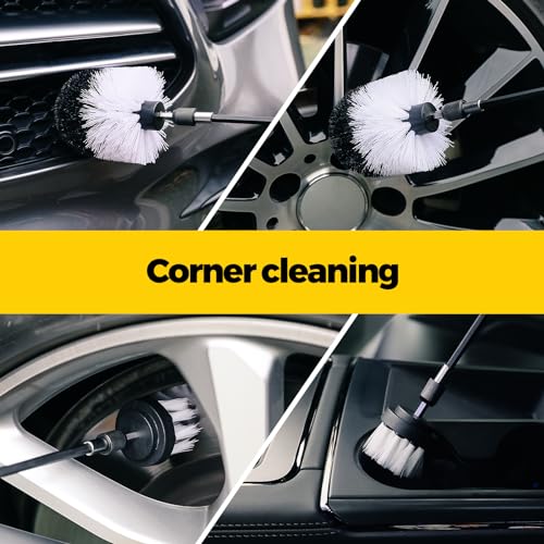 Holikme 6Pack Drill Brush Power Scrubber Cleaning Brush Extended Long Attachment Set All Purpose Drill Scrub Brushes Kit for Grout, Floor, Tub, Shower, Tile, Bathroom and Kitchen Surface White - color: White