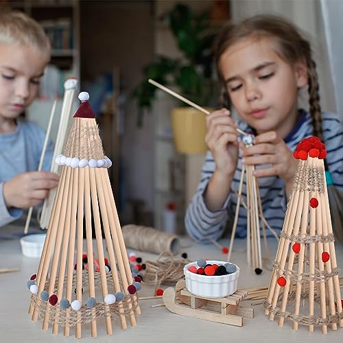 200 Pcs Dowel Rods Wood Sticks Dowel Rods Round Unfinished Wood Sticks for Crafts Long Home Party Decor DIY (1/4 x 12 Inch)