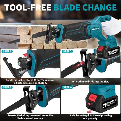 21V Brushless Cordless Reciprocating Saw,2×4.0Ah Battery Sawzaw
