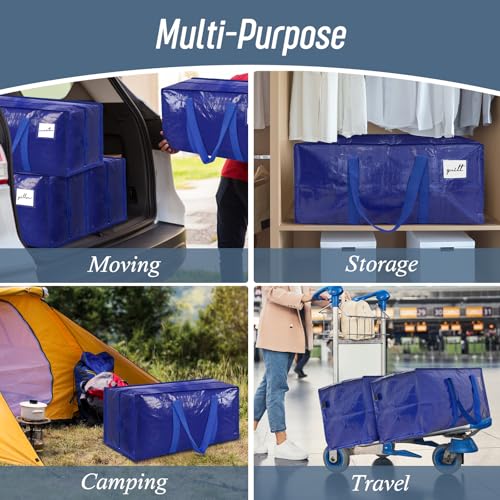 6 Pack Extra Heavy Duty Large Moving Bags with Strong Zipper, Blue - color: Blue, size: 6 Pack