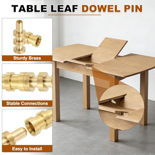 uxcell 6Pcs Table Leaf Dowel Pin, 8x8x29mm Brass Table Top Leaf Alignment Pins Desk Bolt Sleeve Connectors for Furniture Cabinet Wooden Box, Gold Tone - size: 8x8x29mm