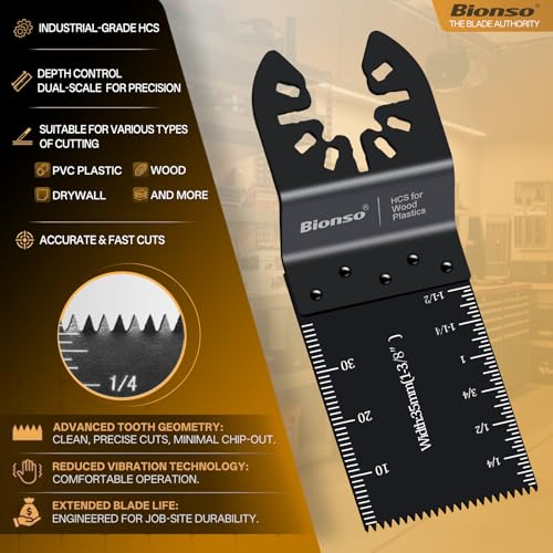 Bionso 35PCS Oscillating Tool Blade Cuts Wood and Metal, Sharp and Durable Titanium Multitool Blades, Multi Tool Blades Kits, Oscillating Saw Blades Fit Dewalt Milwaukee Ryobi Makita Worx Rockwell