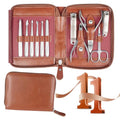 Manicure Set 11 in 1 Stainless Steel Nail Clippers for Men，Manicure Kit for Women，Nail Grooming Kit，Nail Clipper Set，Personal Care Tools - color: Brown