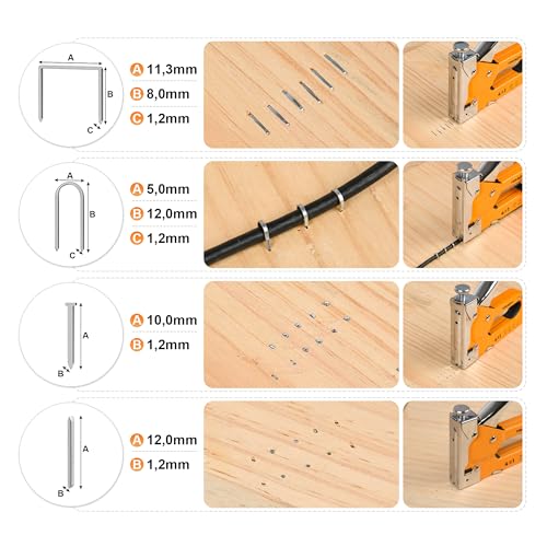 4-in-1 Staple Gun, Heavy Duty Stapler with 800 Staples