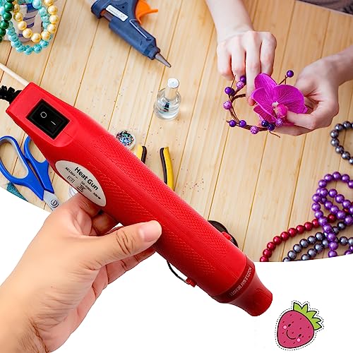 Heat Gun, Mini Hot Air Gun for DIY Crafts Portable Heat Air Gun Tool for Embossing Shrink Wrapping Drying Paint - color: Red