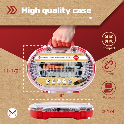 276 PCS Rotary Tool Accessories Kit, 1/8-in Shank Rotary Tool Kit, Universal Fitment for Easy Polishing, Sanding, Cutting, Drilling, Engraving, Sharpening, Grinding with Portable Storage Case - size: 276 Pcs