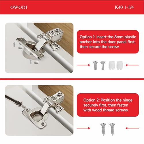 6 Pack 1-1/4 Inch Soft Close Cabinet Hinges – 40mm Cup Diameter, 95° Opening, 3-Way Self-Closing, Concealed Hinges for Face Frame Doors, Special Design, Includes Screws