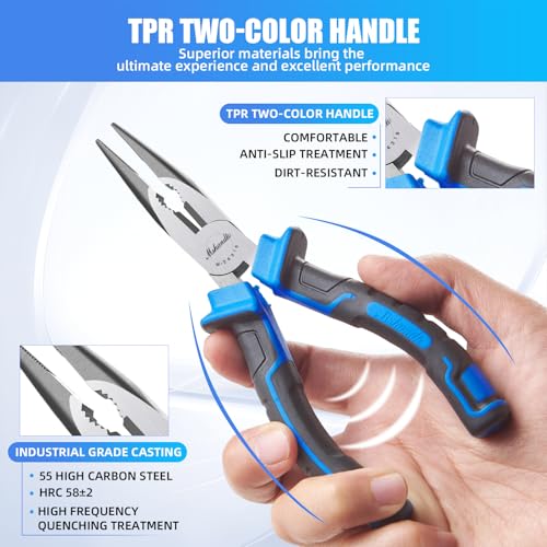 Needle Nose Pliers 6.5" Long Nose Pliers for Wire Bending, High Carbon Steel Needle Nose Plier, Serrated Jaw Pliers for Jewelry Making, Electronics Repair, Object Grasping, Craft Making - size: 6.5"-1Pack-TPR
