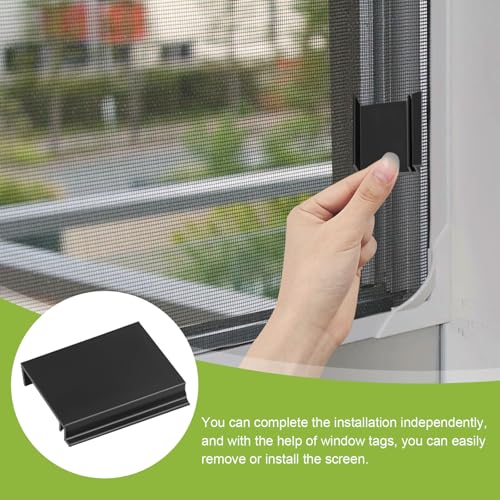 Window Screen Pull Tabs 20 Pack Hollow Flat Spline Channel Pull Lift Tabs Replacement Repair Clips Kit, Window Screen Frame Center Brace Privacy Screen Mounting Tabs, Black Vinyl
