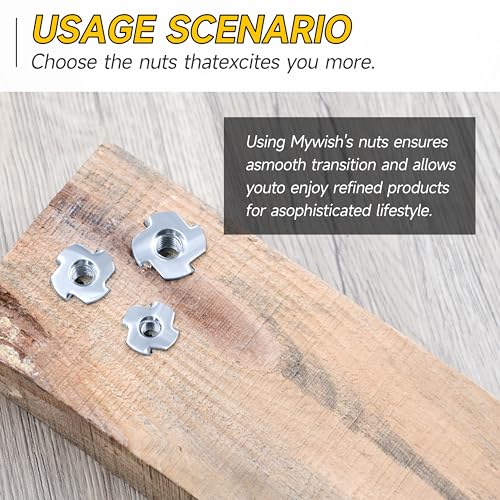 180Pcs 1/4-20 5/16-18 3/8-16 T-nut Assortment Kit, 4 Pronged T Blind T Nut Zinc-Plated Alloy Steel, Wood Working, Rock Climbing Holds & Furniture Hardware Nuts, Threaded Insertion by Mywish