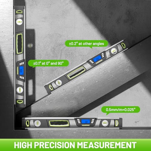 Huepar 24-Inch Digital Level, Professional Magnetic Electronic Torpedo Level with LCD Display, Audible Alerts, IP54 Dust/Waterproof, Angle Finder Tool with Carrying Case - size: 24 Inch Level