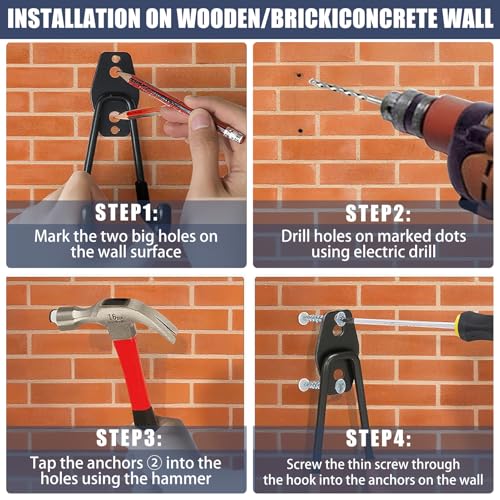 KOFANI Garage Hooks Heavy Duty 12 Pack Anti-Slip Wall Storage Hooks - color: Black, size: 12 Pack