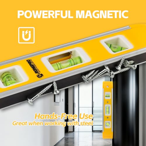 9 Inch Torpedo Level, Magnetic Box Level with 45°/90°/180° Bubbles, Shock Resistant Bubble Level Tool for Measuring - 3 PCS (Pack of 3) - size: 3 PCS (Pack of 3)