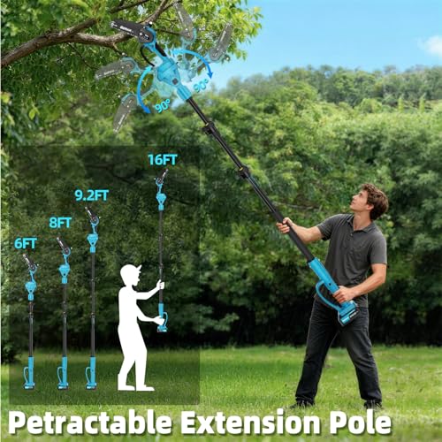 Cordless Pole Saw for Tree Trimming, 6" & 8" Chainsaw with Extension Pole - size: 6&8inch
