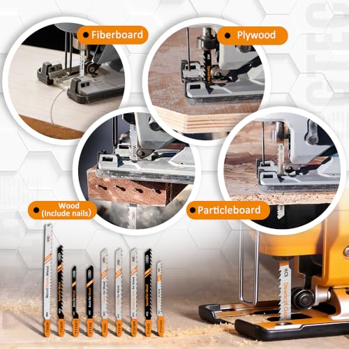 BGTEC 50PCS T Shank Jigsaw Blades Set - HCS/HSS Jig Saw Blades Assortment - size: T118A-T345XF, style: 50 PCS
