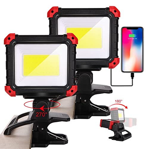Easymaxx Rechargeable Clip Light 2 Pack, 2100LM LED Clamp Work Light