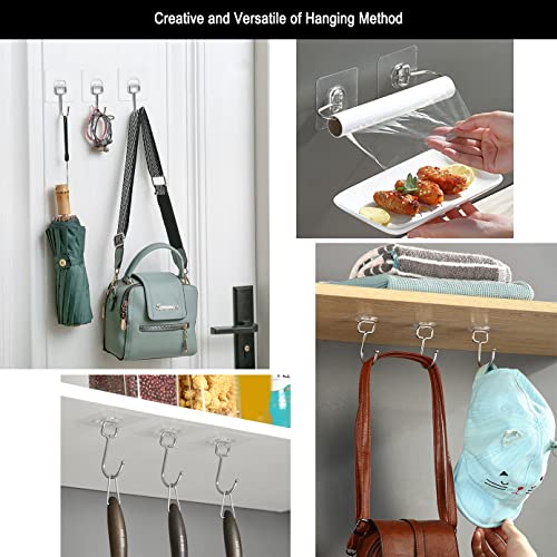 15 pack Large Adhesive Wall Hooks, Damage-Free Waterproof Rustproof 33Ib Max Heavy Duty Hanging Clear Seamless Sticky Utility Hooks, Towel Coat Hangers for Home, Kitchen, Bathroom (Round Head) - color: 01 Large Hook