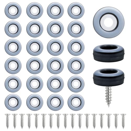 24pcs 3/4" (19mm) Screw on Furniture Sliders, Gray/Black - size: 3/4 inch (19mm)