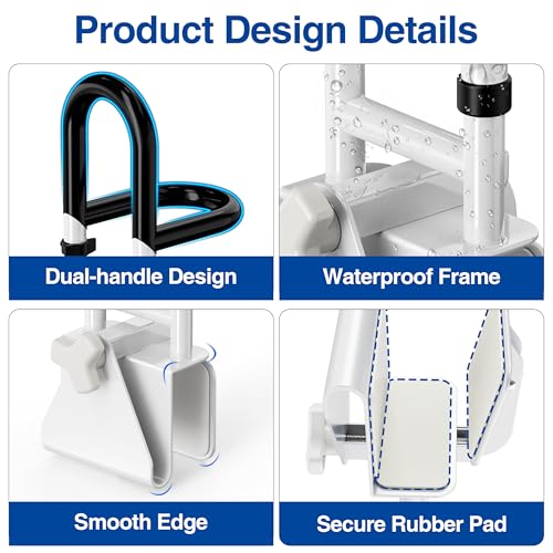 Adjustable Bathtub Safety Rail with Double Grip