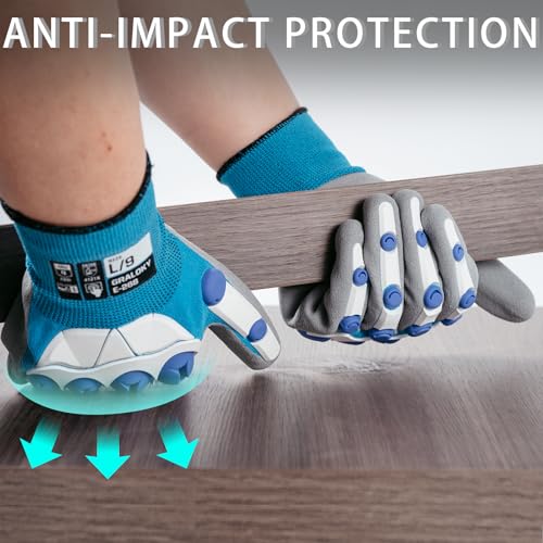Safety Work Gloves Men Women, Impact Gloves with TPR Protection - color: Blue, size: X-Large