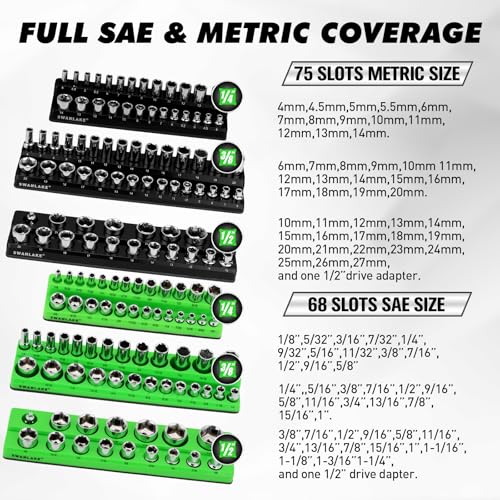 20-Piece Magnetic Tool Organizer Set, 1/4", 3/8", 1/2" SAE & Metric Socket Organizers, 2 Large Wrench Holders, 24-Slot Wrench Rails, Plier and Screwdriver Wall Mount Storage - style: 20PCS Multi-Function Set