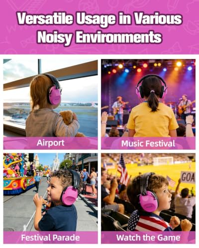 ZOHAN 032 Kids Noise Canceling Headphones - 25dB NRR Kids Ear Protection Earmuffs for School, Monster Jam, Fireworks, Travel, Air Show, Concert, Autism - Pink - color: 1pack - Pink 1.0