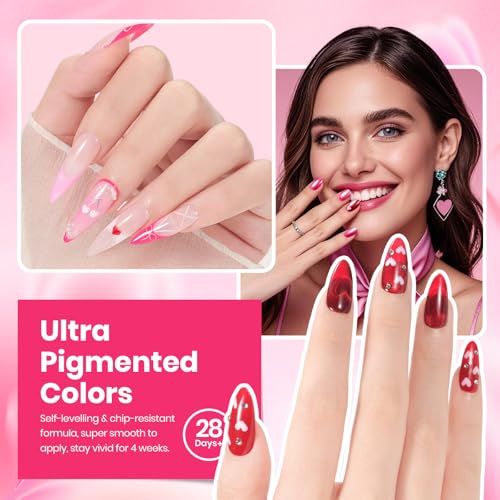 Beetles Pink Gel Polish Set, 25 Colors Red Purple Glitter Love's Prism Soak Off Kit with Base Top Coat& Nail Tools, Salon DIY Manicure Gift for Women - color: Love's Prism