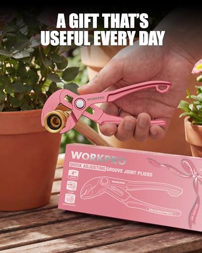 WORKPRO Mini Water Pump Pliers, 4-Inch Groove Joint Pliers for Tight Spaces - color: Pink