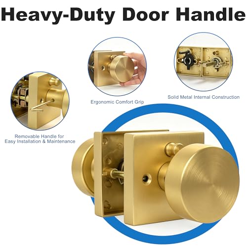 Interior Privacy Door Knob, Matte Gold 3 Pack - color: Matte Gold