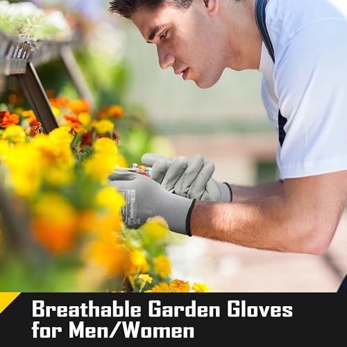 COOLJOB 60 Pairs Safety Work Gloves Pack Bulk with Grip PU Coating - color: Grey, size: Small (Pack of 60)