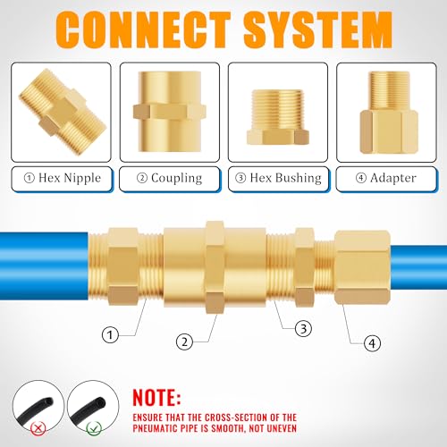 92PCS Brass Pipe Fittings Assortment Kit,1/8" 1/4" 3/8" 1/2" NPT