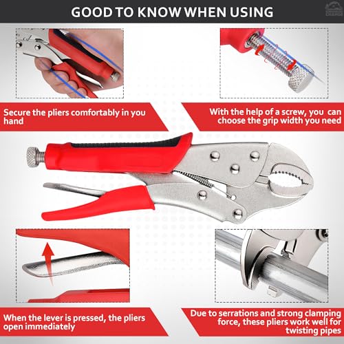 Vice Grips Pliers, 8 In, Adjustable, Alloy Steel Curved Jaw, Strong Locking - color: Vise Grips