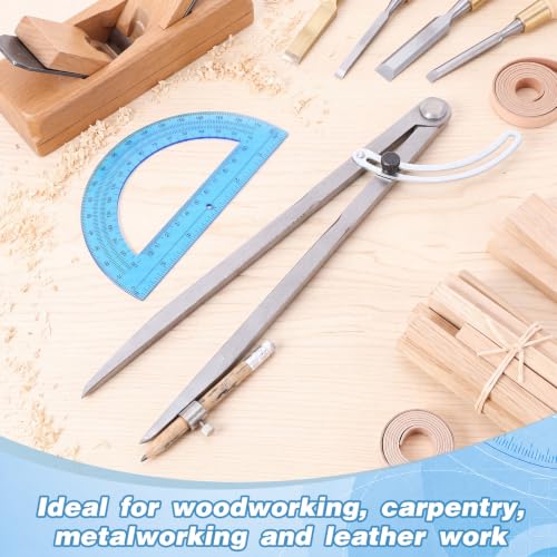 12 Inch Professional Compass for Woodworking with Wing & Protractor, Blue - color: Blue, size: 12 Inch