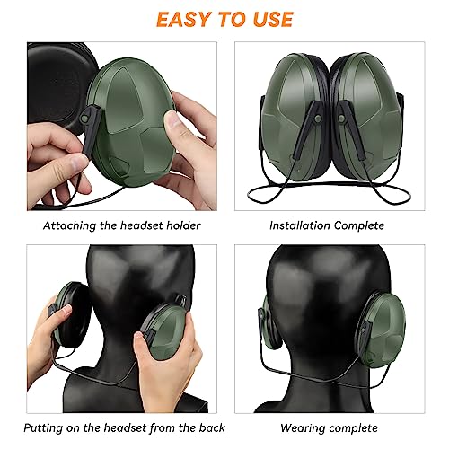 Tactical Shooting Earmuffs,Rear Mounted Noise Cancelling Headphones for Tactical Games, Construction Site, Hunting - color: Green