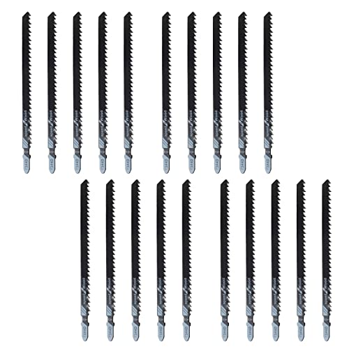 20 PCS T344D T-Shank Jigsaw Blade, 6" High Carbon Steel for Wood | High Carbon Steel, 6 TPI Fast Cutting, Fits All T-Shank Saws, For Hardwood Plywood Chipboard Plastic - size: 20 Pcs