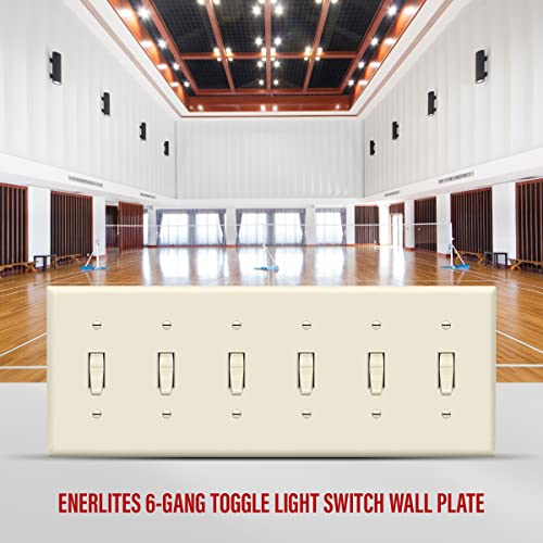 ENERLITES 6-Gang Toggle Light Switch Wall Plate Cover, 1 Pack, Light Almond - color: Light Almond, size: Standard Size