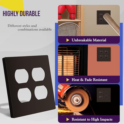 ENERLITES Screwless Double Duplex Outlet Covers Wall Plate, 1 Pack, Brown - color: Brown, size: Screwless
