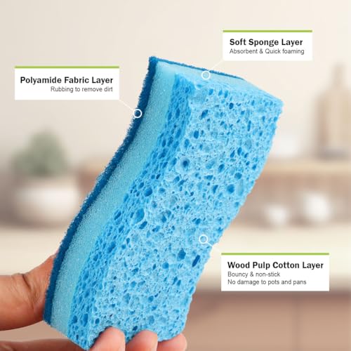 AIDEA Sponges Kitchen, Non-Scratch Scrub Sponge,12Count, Sponge for Dishes - color: Light-blue