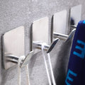 DELITON Adhesive Towel Hooks, SUS 304 Stainless Steel No Drill Shower Hooks - color: Silver
