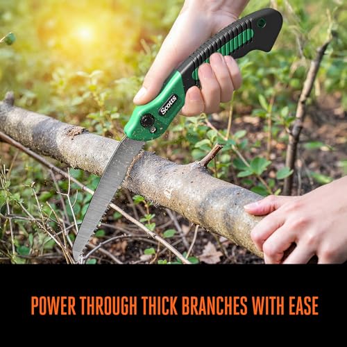 Scotts 2-Piece Pruning Tool Set – Includes 8 in. Bypass Pruning Shears for Live Plants and Soft Stems, and 7.5 in. Folding Saw for Cutting Thick Branches - style: Bypass Pruner & Folding Saw Set