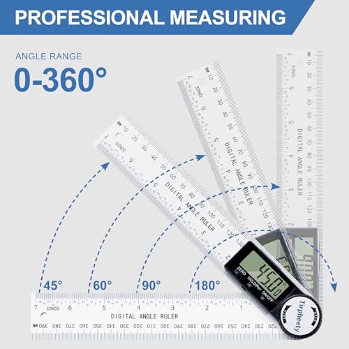 Digital Angle Finder Protractor, 7-Inch (200mm) Measuring Tool | 3rd Generation Quick Display, Angle Gauge Ruler, Professional Measuring Tool, Woodworking, Carpentry, and Construction
