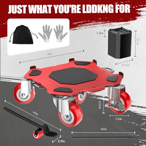Kavlium Heavy Duty Furniture Dolly,5-Wheel Furniture Movers,6 Inch - color: Red, size: 6in