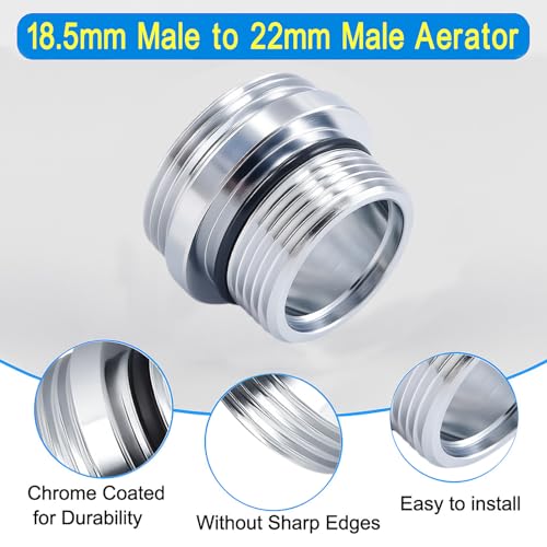 Faucet Aerator Adapter, M18.5 Male to 55/64" Male Adapter(M18.5-M22) - color: Silver, size: M18.5-M22