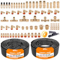 CheeMuii 80 PCS Brass DOT Air Line Fittings with 1/4" & 3/8" DOT Air Hoses - size: 2ROLL-84PCS