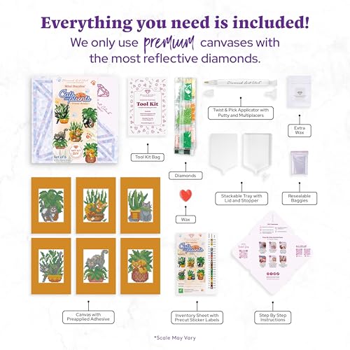 DIAMOND ART CLUB Mini Dazzles- Cats with Plants Diamond Art Kits for Adults - color: Cats with Plants