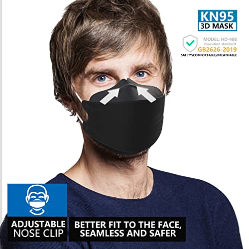 KN95 Face Masks 50 Pack, Breathable Comfortable and Disposable KN95 Mask, Black - color: Adult Black
