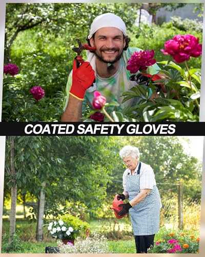 Maxcheck PU Coated Work Gloves Bulk Pack - color: Red, Gray, Black, size: Medium